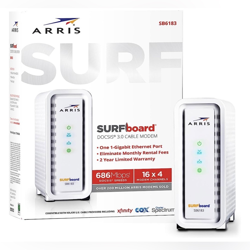 ARRIS® Surfboard® SB6183 Cable Modem, White - Picture 2 of 3